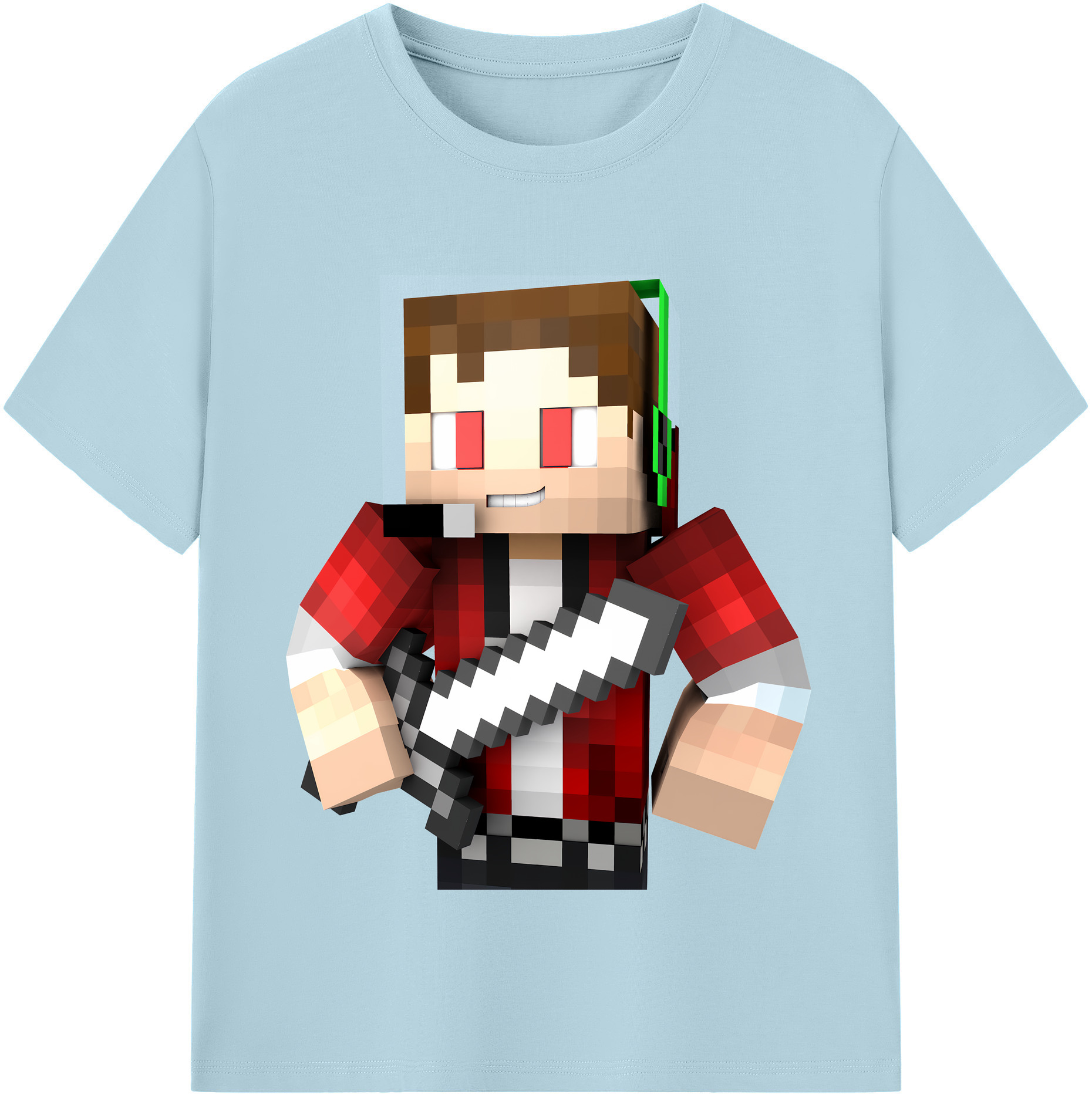 （画像用） マインクラフト ブロックの世界 Minecraft MC Block world 綿100％半袖Tシャツ（フロントプリント）